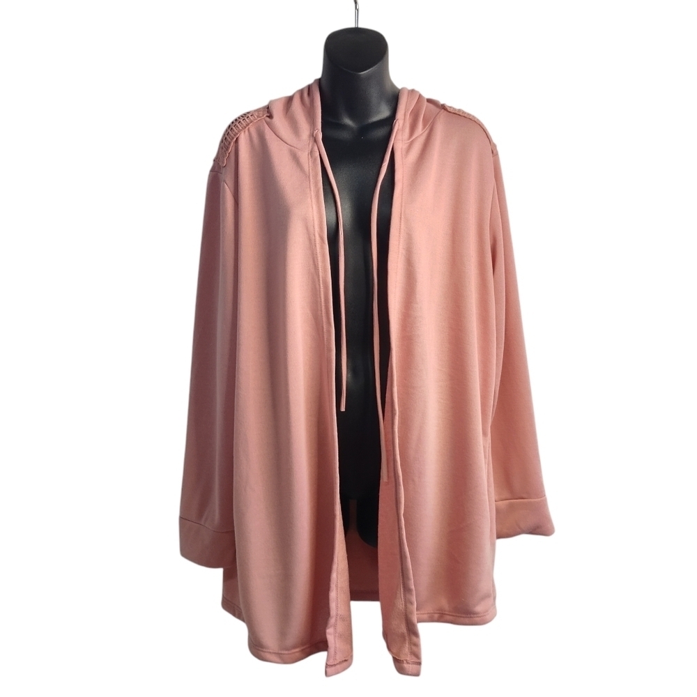 Laine Street Women's Blush Pink Lace Trimmed Hooded Jacket Size L NWT